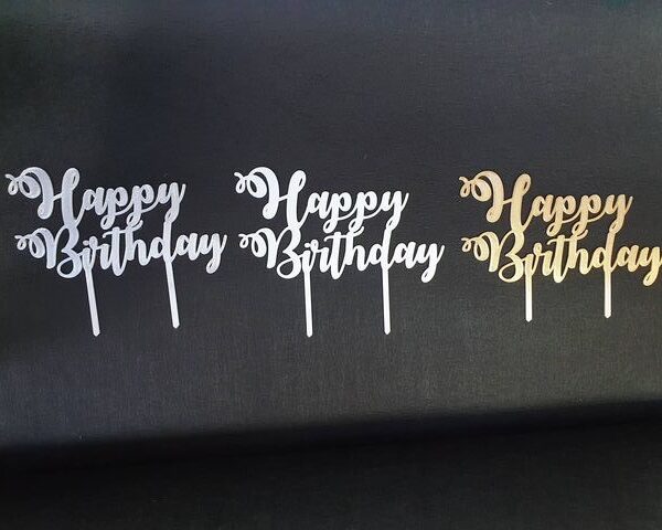 Toper za tortu – Happy Birthday – Bijela