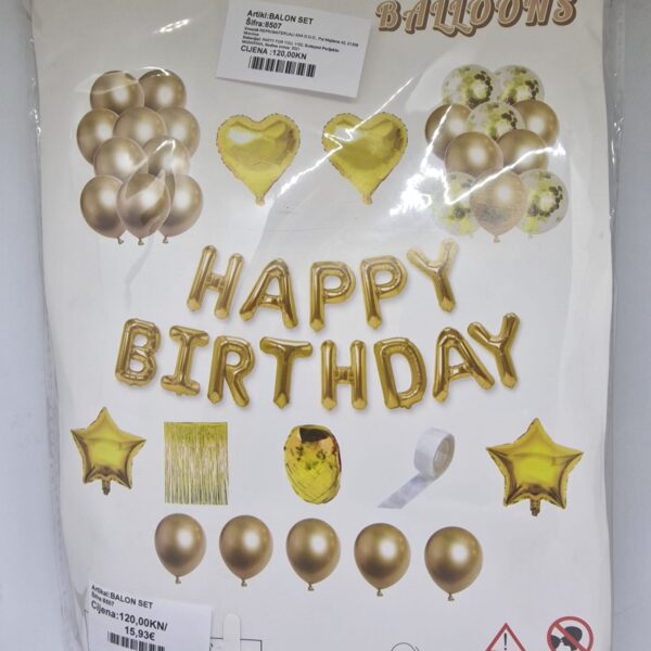 Baloni set Happy Birthday (slova, srca, zvijezde, resice)
